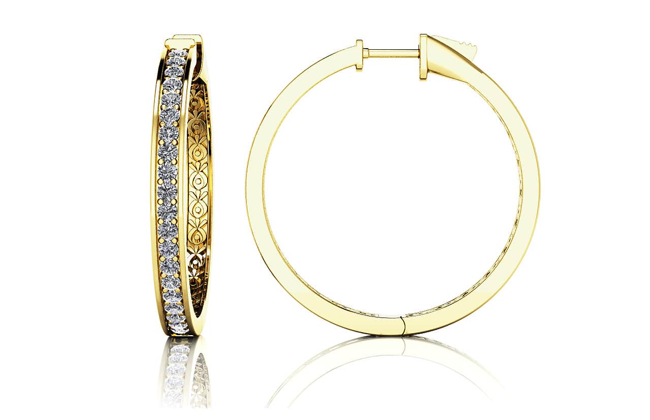Medium Prong Set Diamond Lined Hoops Lab-Grown Diamond  with 0.60 ct.(finished) 1.3mm - Image 2
