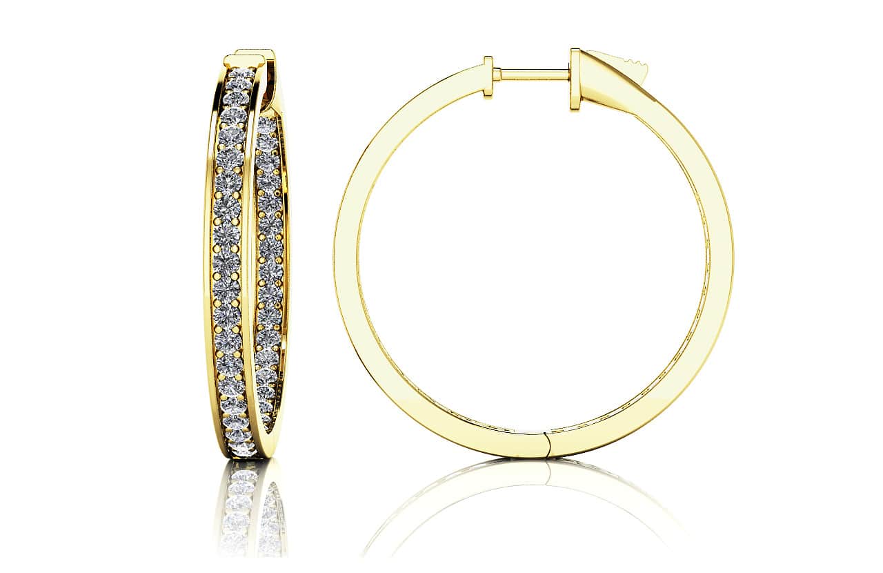 Medium Shared Prong Single Row Diamond Hoops Diamond with 1.10 ct.(finished) 1.3mm - Image 2