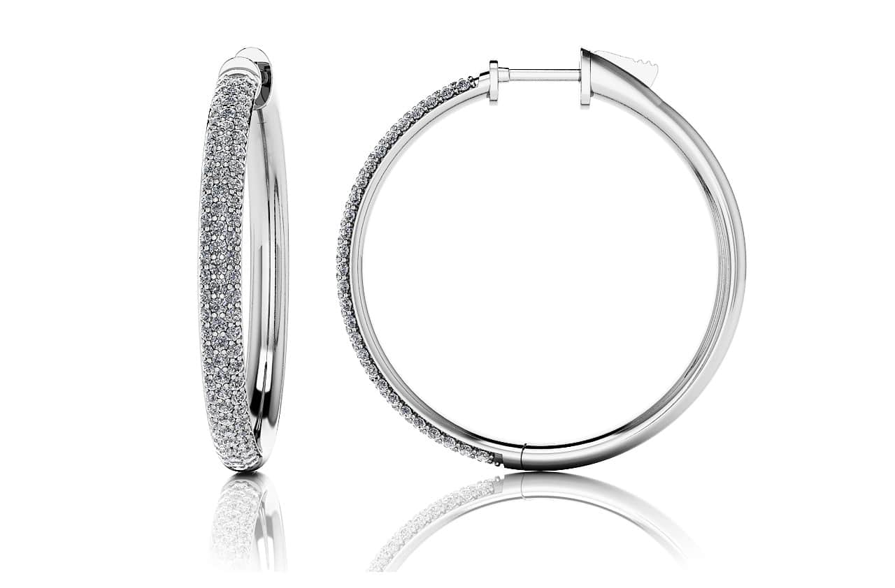 Medium Triple Row Lab-Grown Diamond Hoop Earrings with 1.40 ct.(finished) 1.1mm