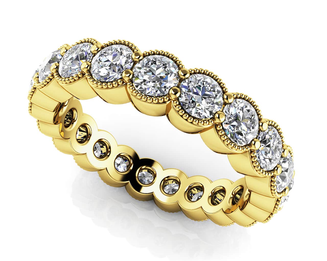 Milgrain Brilliant Cut Diamond Eternity Band Diamond  with 1.50 ct.(finished) 2.5mm - Image 2
