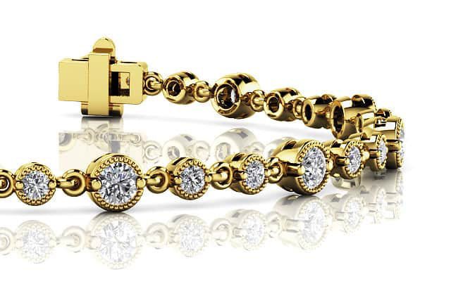 Milgrain Chain Link Diamond Bracelet with 2.05 ct.(finished) 2mm, 3mm - Image 2