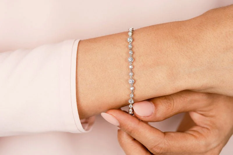 Milgrain Chain Link Diamond Bracelet with 2.05 ct.(finished) 2mm, 3mm - Image 3