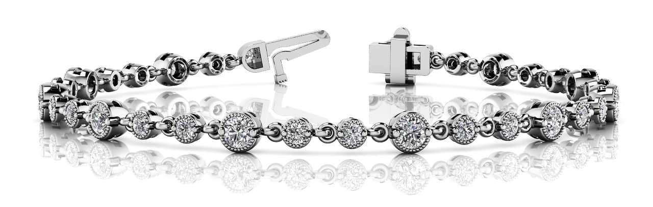 Milgrain Chain Link Diamond Bracelet with 2.05 ct.(finished) 2mm, 3mm - Image 4