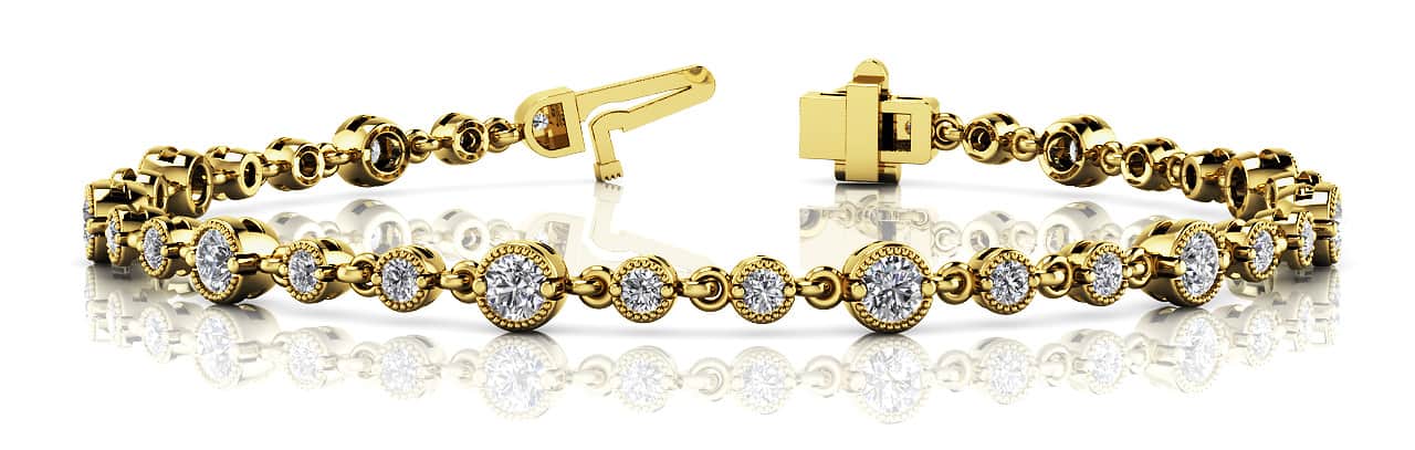 Milgrain Chain Link Diamond Bracelet with 2.05 ct.(finished) 2mm, 3mm - Image 5