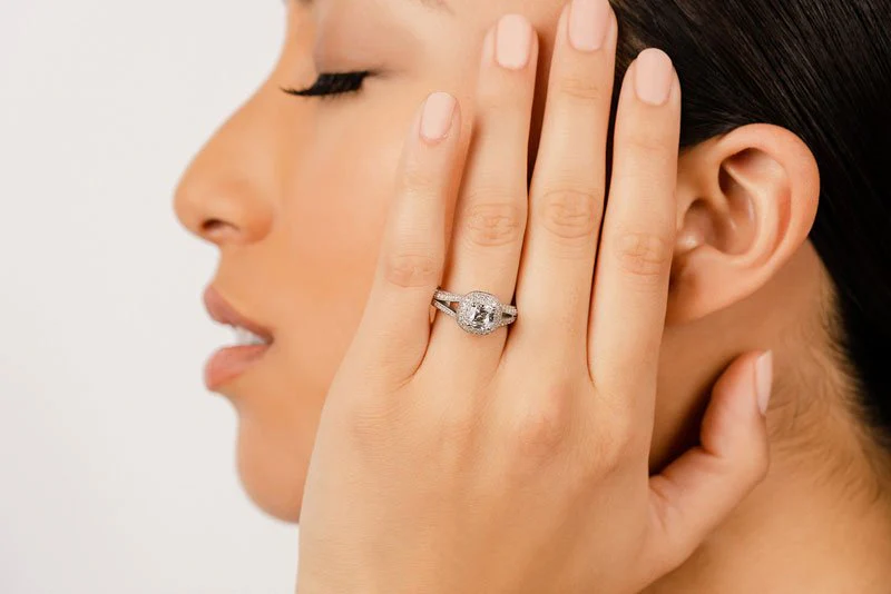 Milgrain Cushion Cut Halo Ring Lab-Grown Diamond with 2.20 ct. (1.50 ct. center diamond) - Image 4