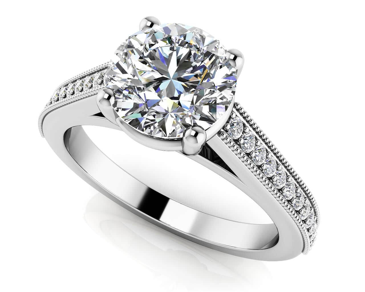 Milgrain Detailed Lab-Grown Diamond Engagement Ring with 1.41 ct. (1.25 ct. center diamond)