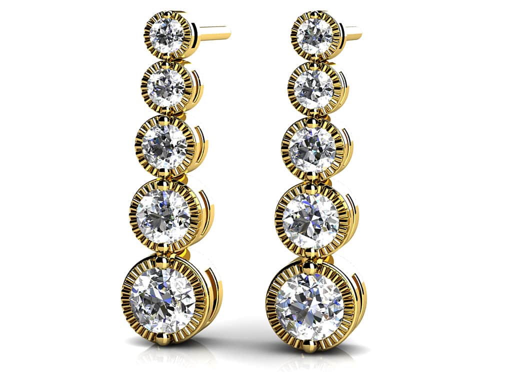 Milgrain Edge Diamond Journey Diamond Earrings with 1.02 ct.(finished) - Image 2
