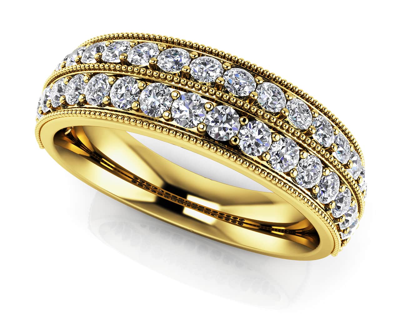 Milgrain Edge Double Row Diamond Ring  with 0.99 ct.(finished) 1.9mm - Image 2