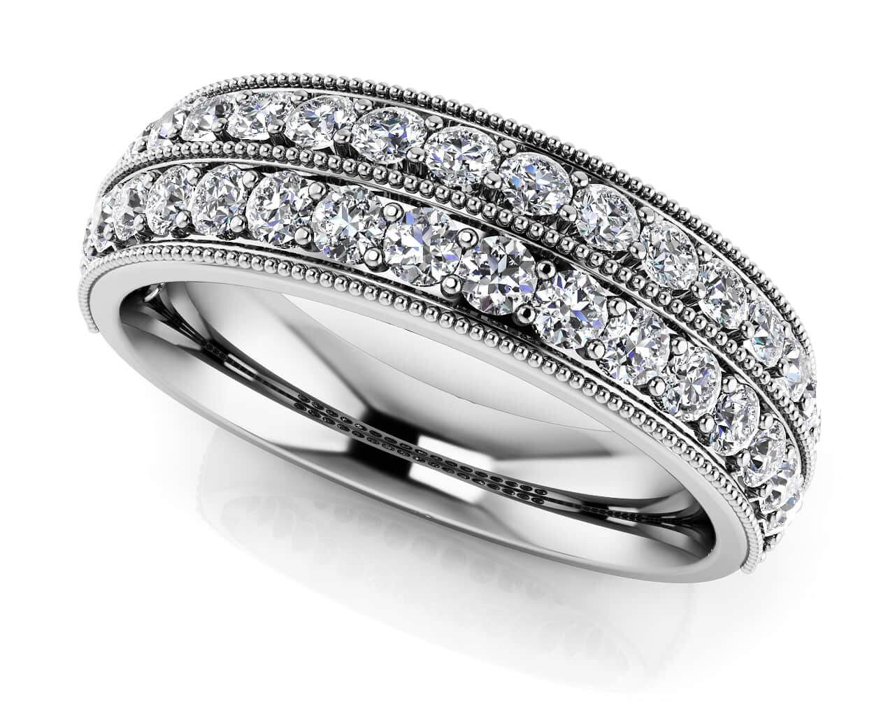 Milgrain Edge Double Row Lab-Grown Diamond Ring with 0.99 ct.(finished) 1.9mm