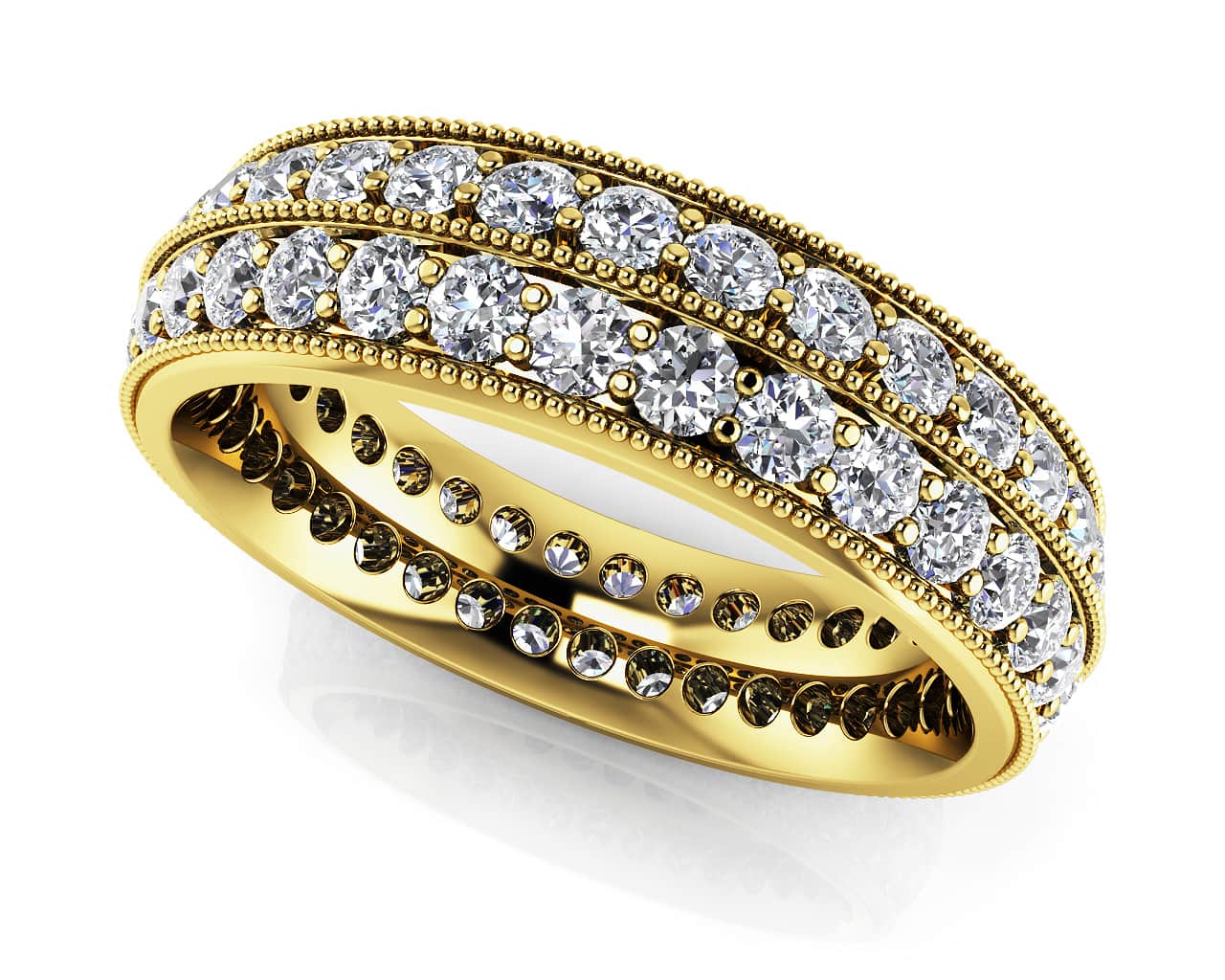 Milgrain Edge Double Row Eternity Diamond Ring  with 1.09 ct.(finished) 1.4mm - Image 2