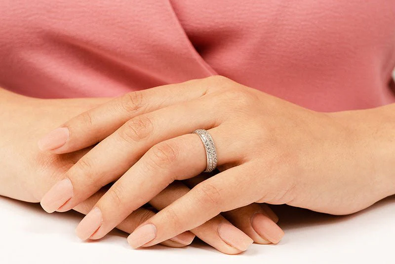 Milgrain Edge Double Row Eternity Lab-Grown Diamond  Ring with 1.09 ct.(finished) 1.4mm - Image 4