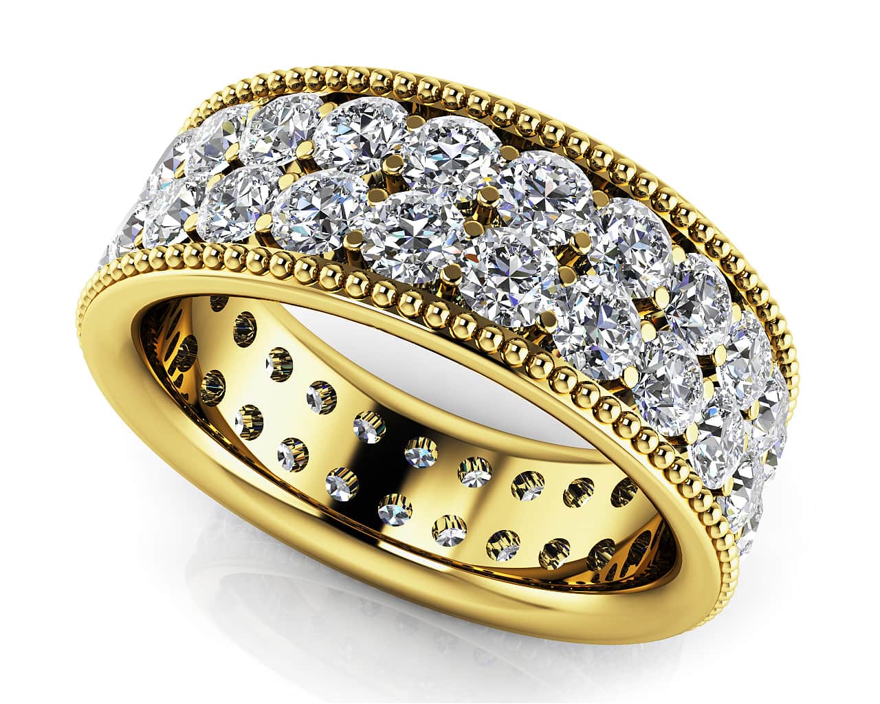 Milgrain Edge Double Row Eternity Diamond Ring with 2.50 ct.(finished) 2.4mm - Image 2