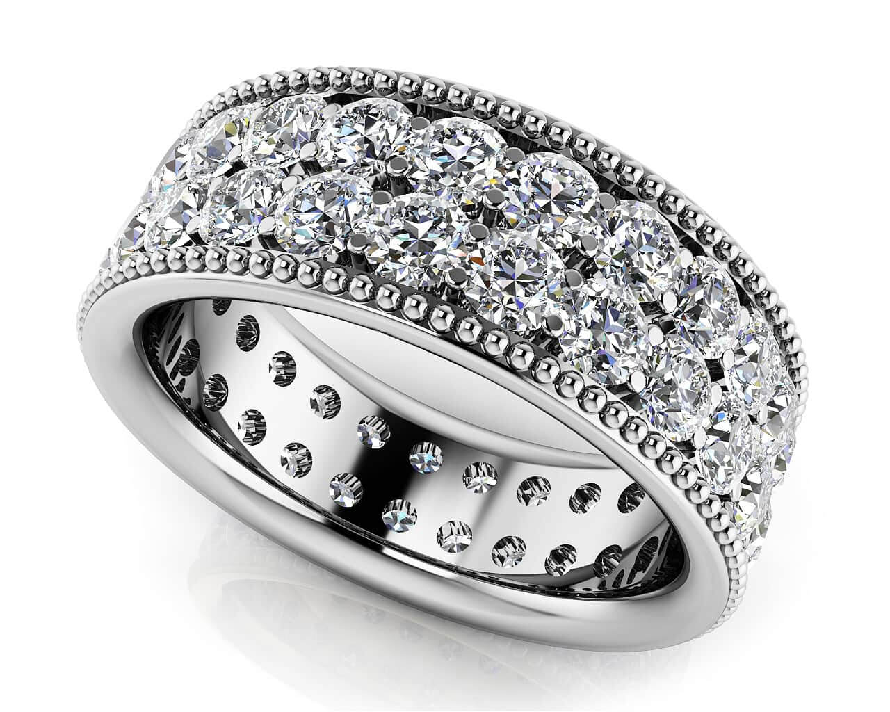 Milgrain Edge Double Row Eternity Lab-Grown Diamond Ring with 2.50 ct.(finished) 2.4mm