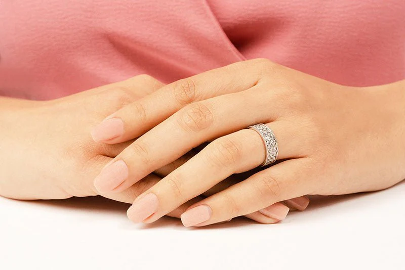 Milgrain Edge Double Row Eternity Lab-Grown Diamond Ring with 2.50 ct.(finished) 2.4mm - Image 4