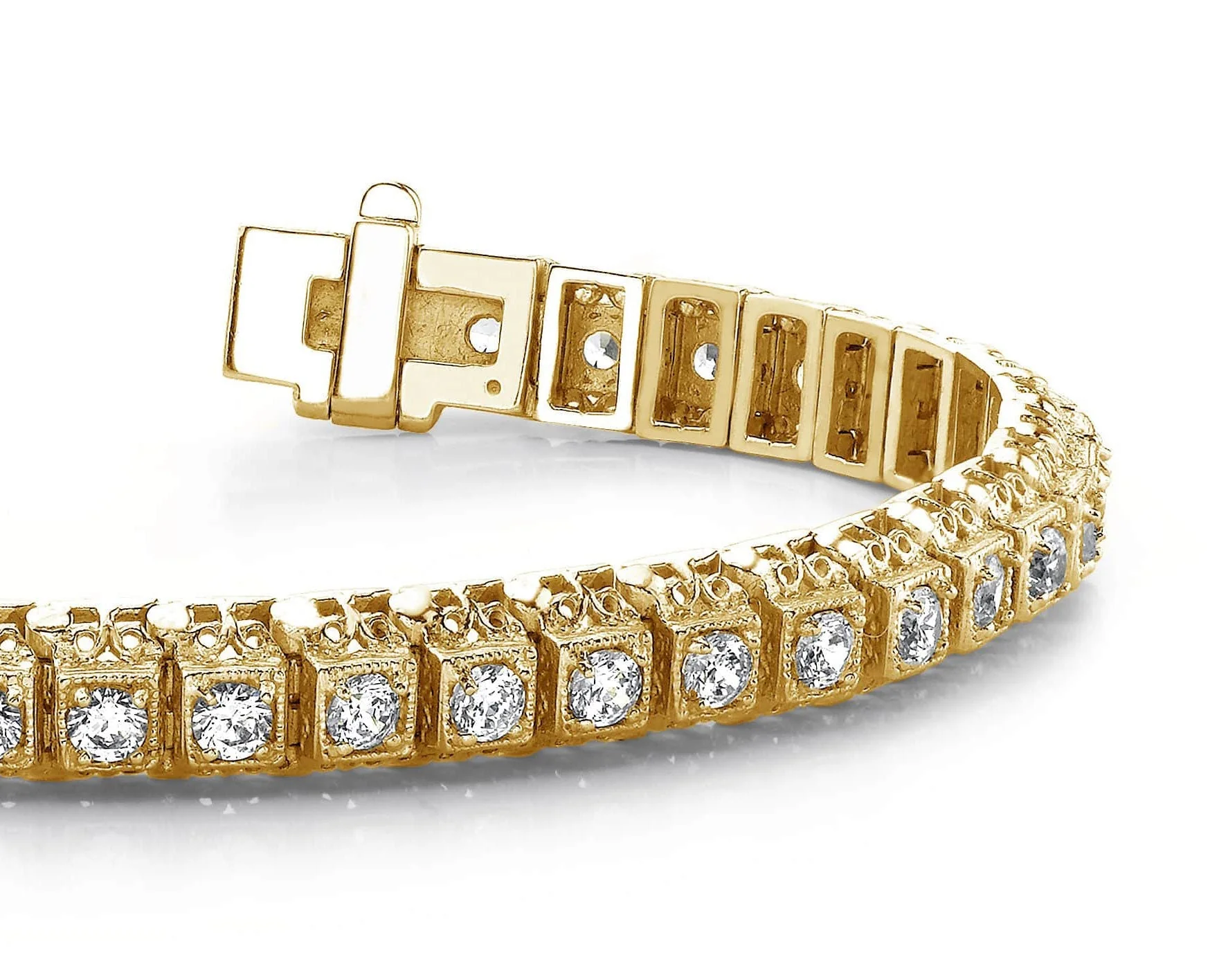 Milgrain Square Link Diamond Bracelet with 1.30 ct.(finished) 1.75mm - Image 2