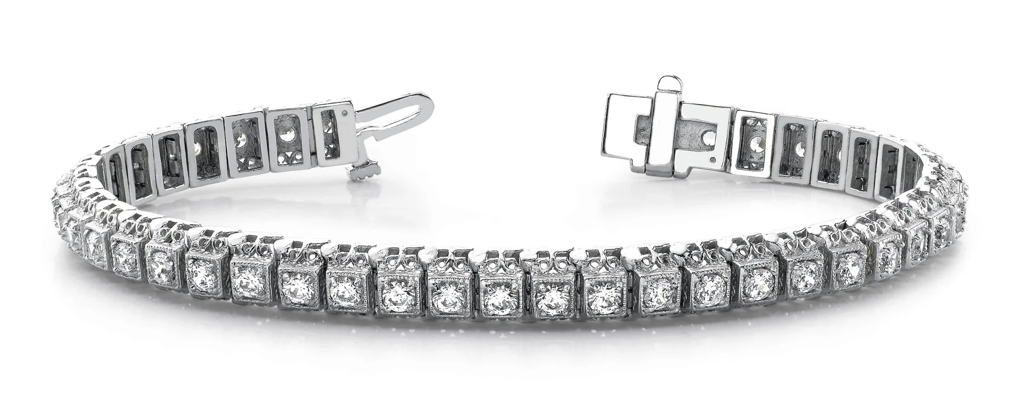 Milgrain Square Link Diamond Bracelet with 2.82 ct.(finished) 2.5mm - Image 3