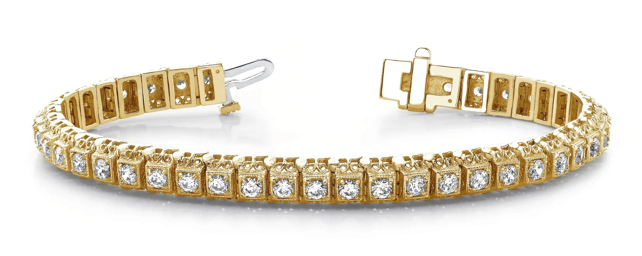 Milgrain Square Link Diamond Bracelet with 3.38 ct.(finished) 2.7mm - Image 4