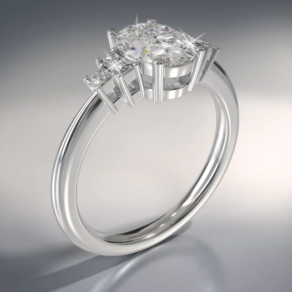 Mixed Shapes Five Stone Lab-Grown Diamond Engagement Ring with 0.77 ct. (0.60 ct. center diamond) - Image 3