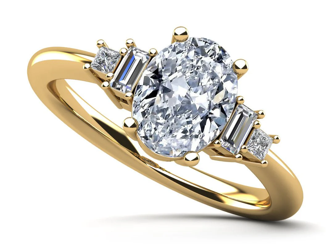 Mixed Shapes Five Stone Lab-Grown Diamond Engagement Ring with 1.77 ct. (1.60 ct. center diamond) - Image 2