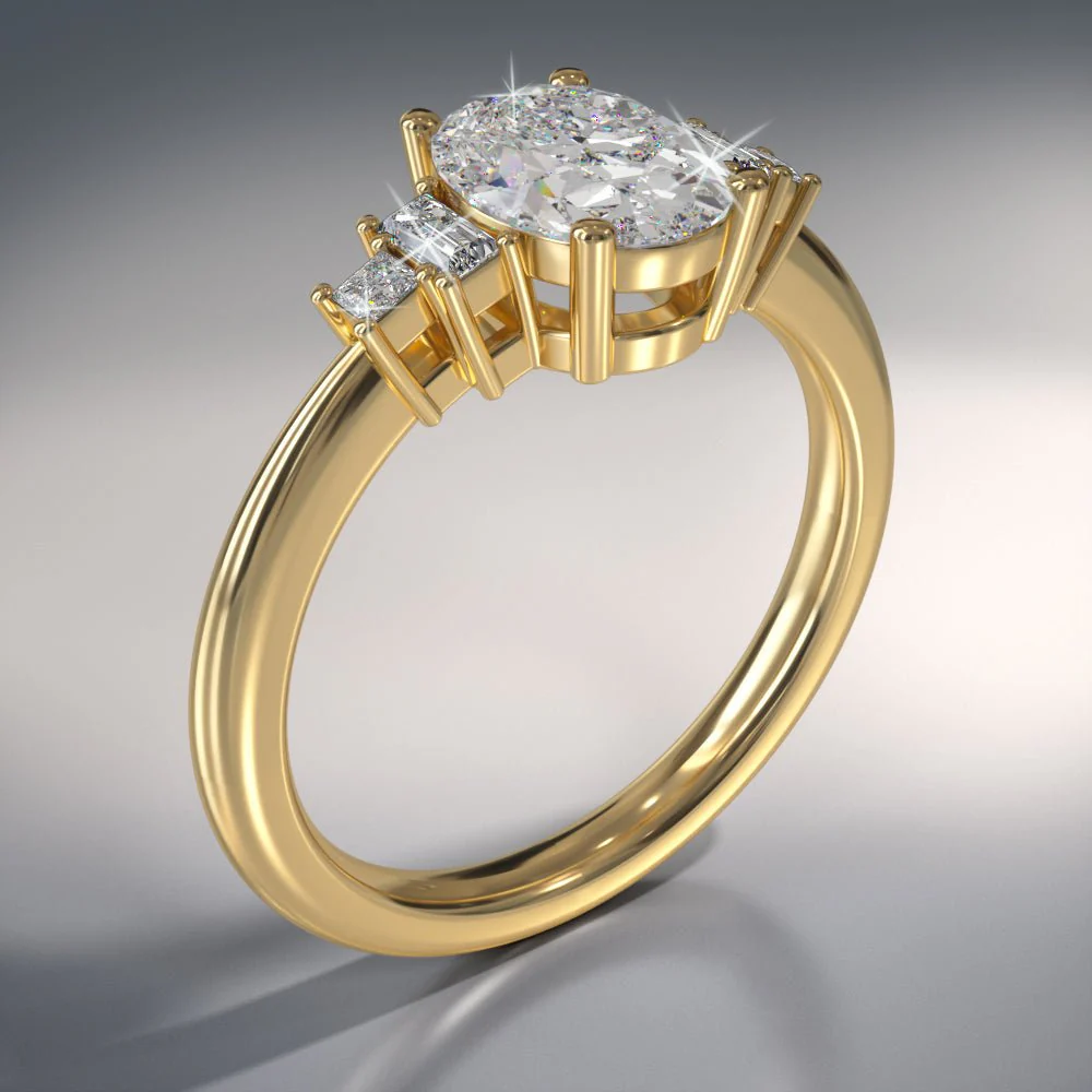 Mixed Shapes Five Stone Lab-Grown Diamond Engagement Ring with 2.17 ct. (2.00 ct. center diamond) - Image 4