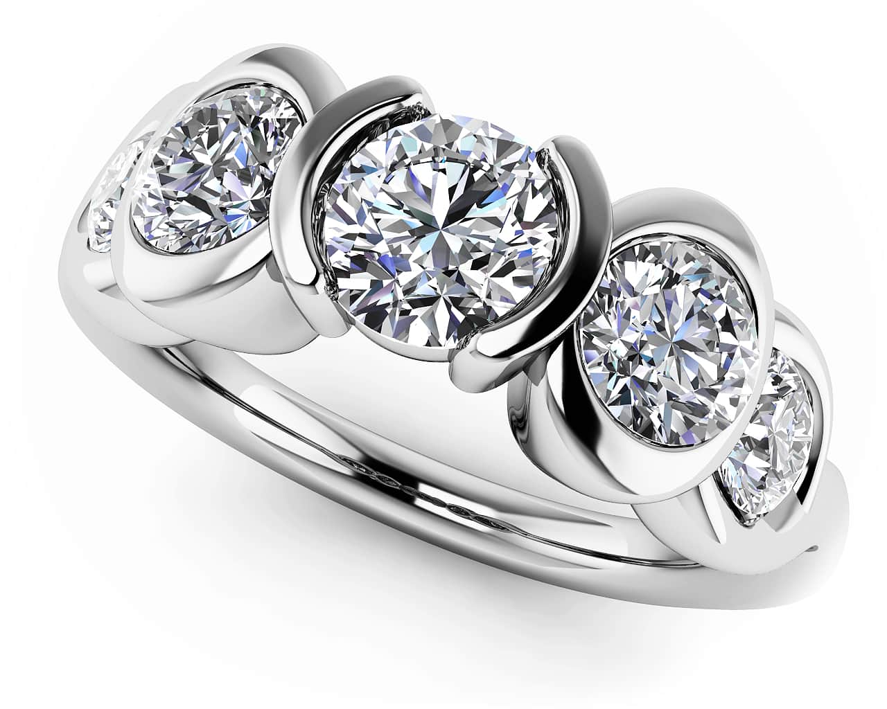 Modern Charm Diamond Ring with 1.42 ct.(finished) 3.4mm, 4.2mm, 5.2mm