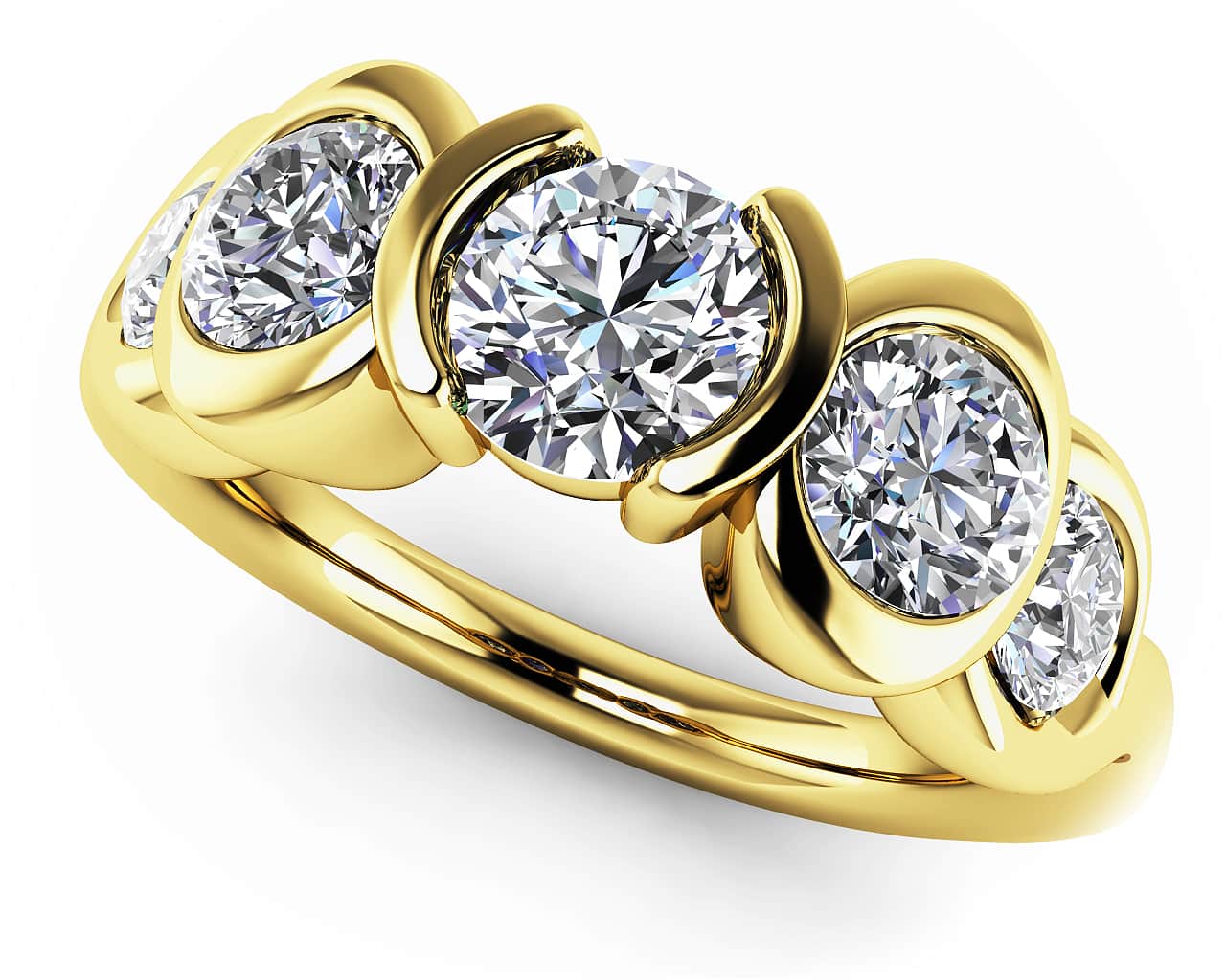 Modern Charm Diamond Ring with 1.42 ct.(finished) 3.4mm, 4.2mm, 5.2mm - Image 2