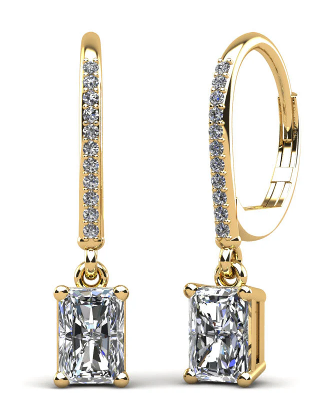 Modern Chic Emerald Cut Drop Diamond Earrings with 1.61 ct.(finished) 6.5x4.5mm, 1mm - Image 2