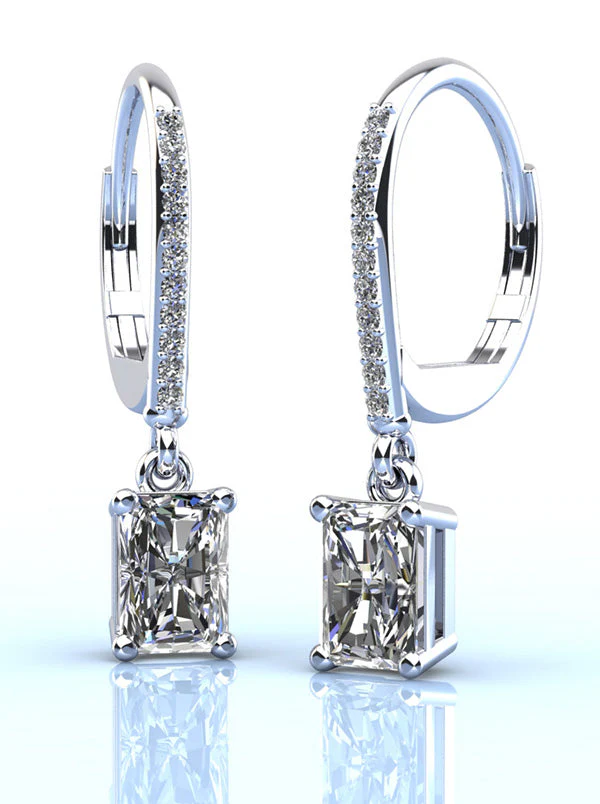 Modern Chic Emerald Cut Drop Diamond Earrings with 1.61 ct.(finished) 6.5x4.5mm, 1mm - Image 3