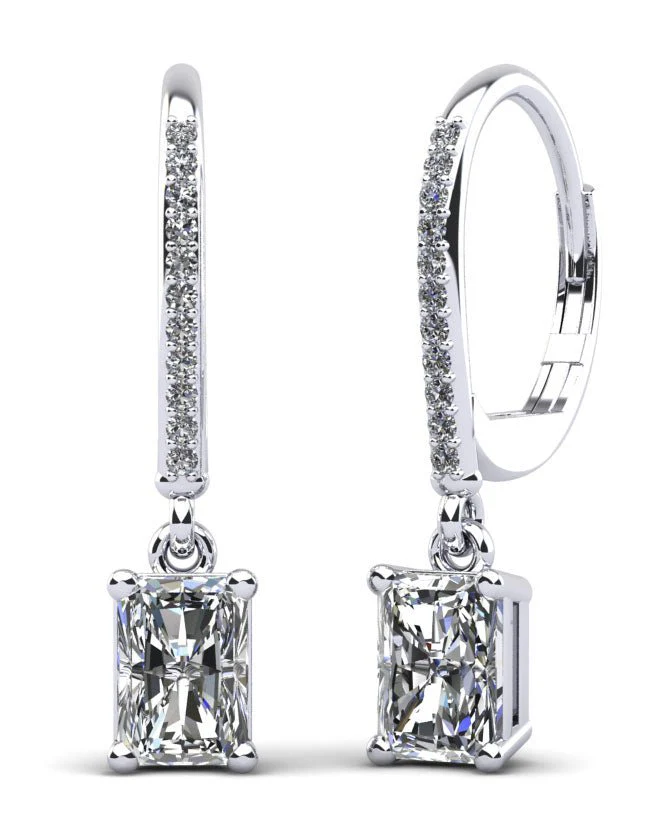 Modern Chic Emerald Cut Drop Lab-Grown Diamond Earrings with 0.61 ct.(finished) 5x3mm, 1mm