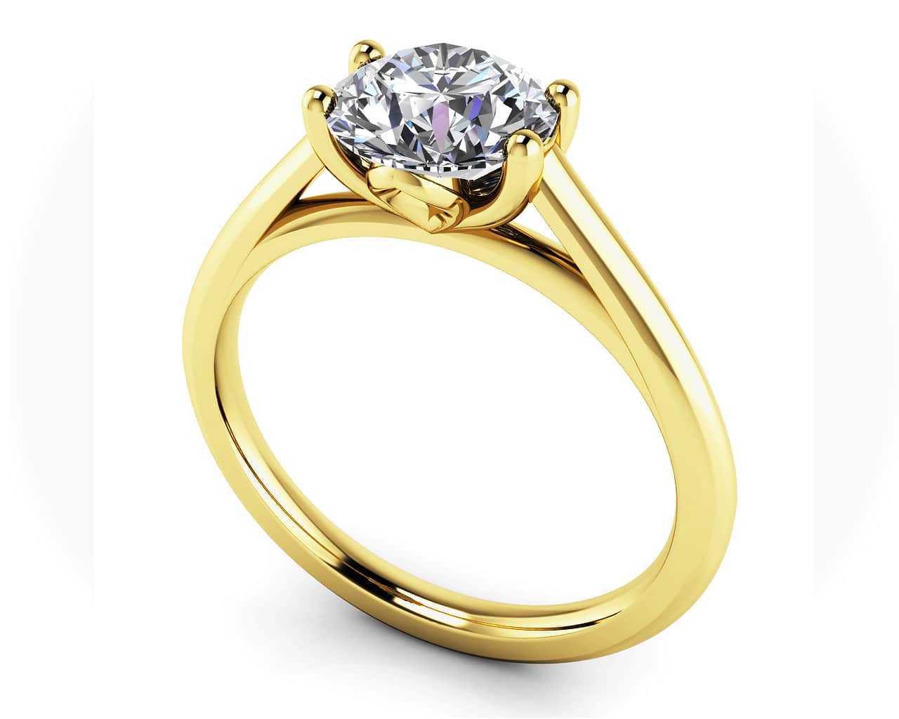 Modern Classic Round Diamond Wedding Ring Lab-Grown Diamond  with 1.00 ct. (1.00 ct. center diamond) - Image 2