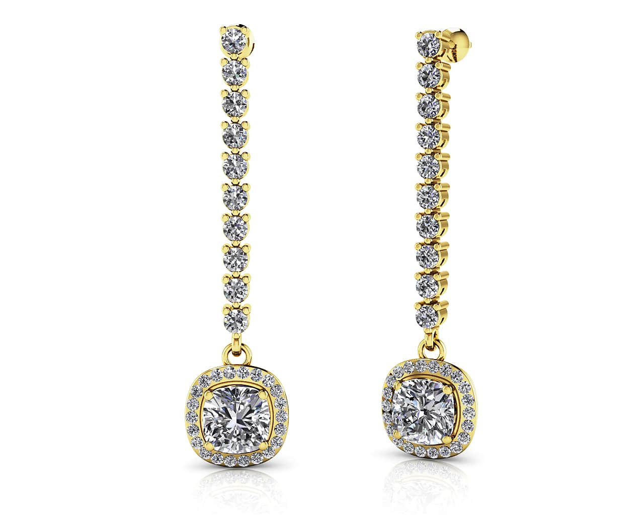 Modern Elegance Cushion Cut Diamond Drop Lab-Grown Diamond Earrings with 4.25 ct.(finished) 1.1mm, 2.3mm, 6.5mm - Image 2