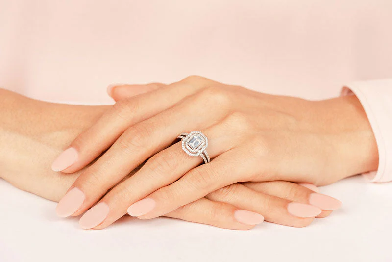 Modern Emerald Cut Double Halo Ring Lab-Grown Diamond  with 1.53 ct. (1.00 ct. center diamond) - Image 5