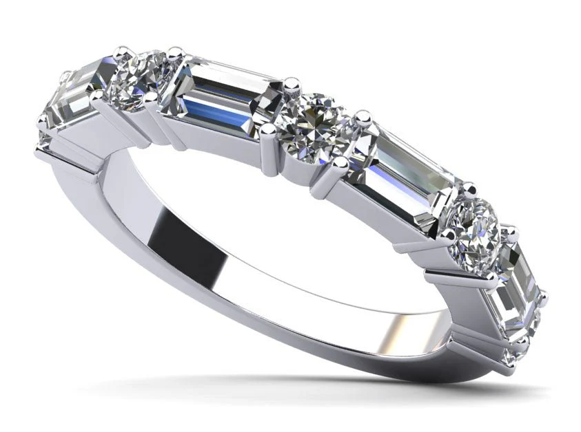 Modern Mix Lab-Grown Diamond Anniversary Ring with 1.73 ct.(finished) 5x3mm, 3mm