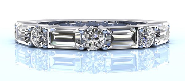 Modern Mix Lab-Grown Diamond Anniversary Ring with 1.73 ct.(finished) 5x3mm, 3mm - Image 3