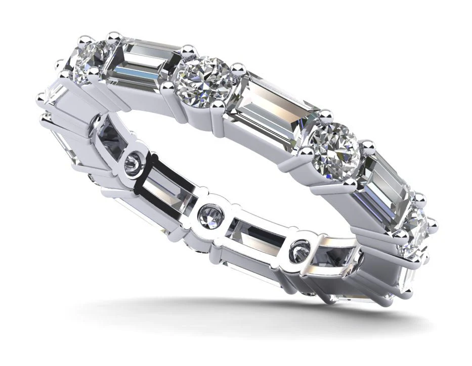 Modern Mix Diamond Eternity Lab-Grown Diamond Ring with 3.51 ct.(finished) 4.5x3mm, 3mm