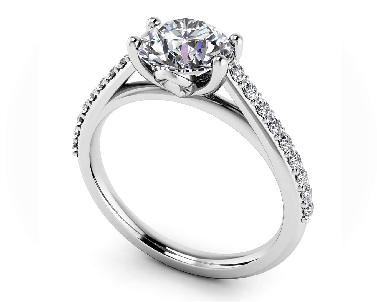 Modern Round Diamond Engagement Ring with 2.18 ct. (2.00 ct. center diamond)