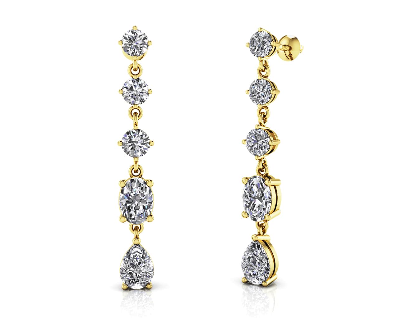 Moonlight Multi Shaped Diamond Drop Diamond Earrings with 4.40 ct.(finished) - Image 2