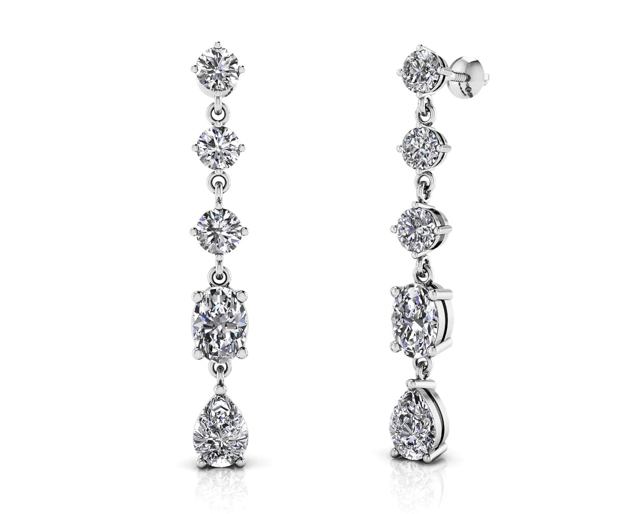 Moonlight Multi Shaped Diamond Drop Lab-Grown Diamond Earrings with 4.40 ct.(finished)