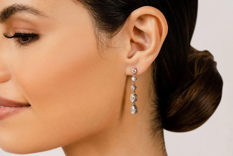Moonlight Multi Shaped Diamond Drop Lab-Grown Diamond Earrings with 4.40 ct.(finished) - Image 3