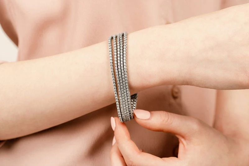 Multi Strand Flexible Diamond Tennis Diamond Bracelet with 4.60 ct.(finished) 1.3mm - Image 3