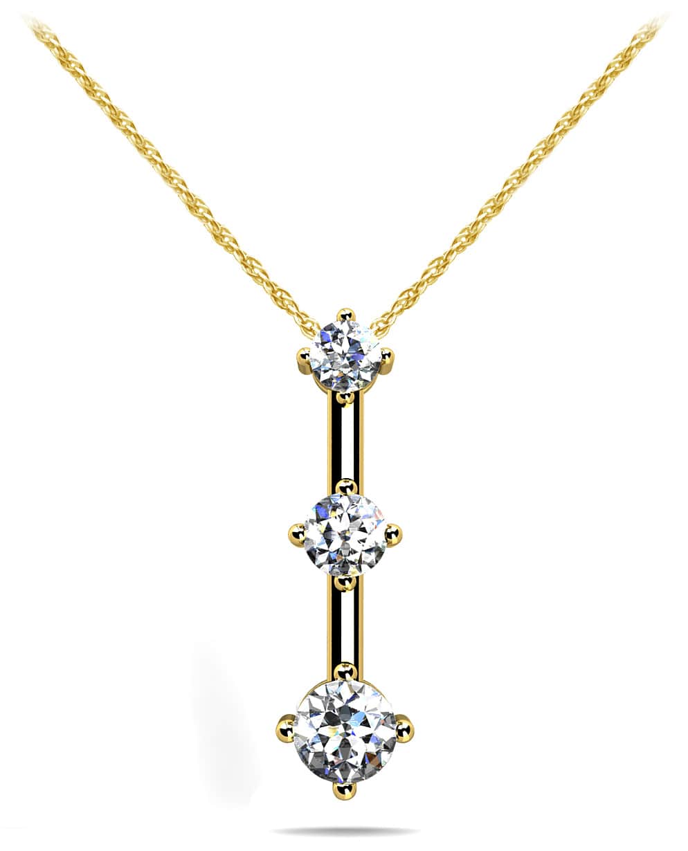 Offset 3 Stone Diamond Pendant In Lab-Grown Diamond with 0.27 ct.(finished) 2.2mm, 2.8mm, 3.4mm - Image 2