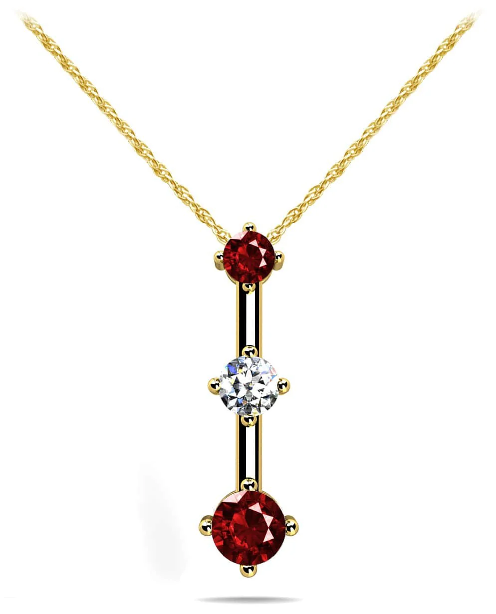 Offset Four Prong Triple Stone Lab-Grown Diamond Pendant with 0.27 ct.(finished) 2.2mm, 2.8mm, 3.4mm Emerald - Image 2