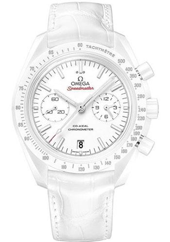 Omega Speedmaster Moonwatch Co-Axial Chronograph White Side of the Moon Watch - 44.25 mm White Ceramic Case - Moonwatch Style Dial - White Leather Strap - 311.93.44.51.04.002