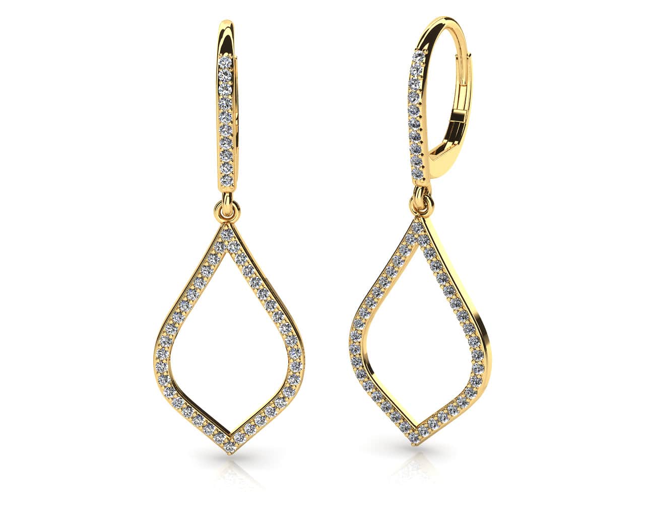 Open Leaf Diamond Drop Diamond Earrings with 0.67 ct.(finished) 1mm - Image 2