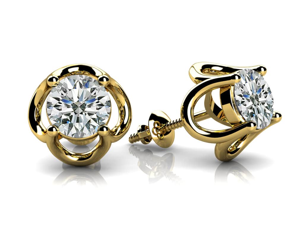 Open Tulip Diamond Stud Earrings with 0.50 ct.(finished) 4mm - Image 2