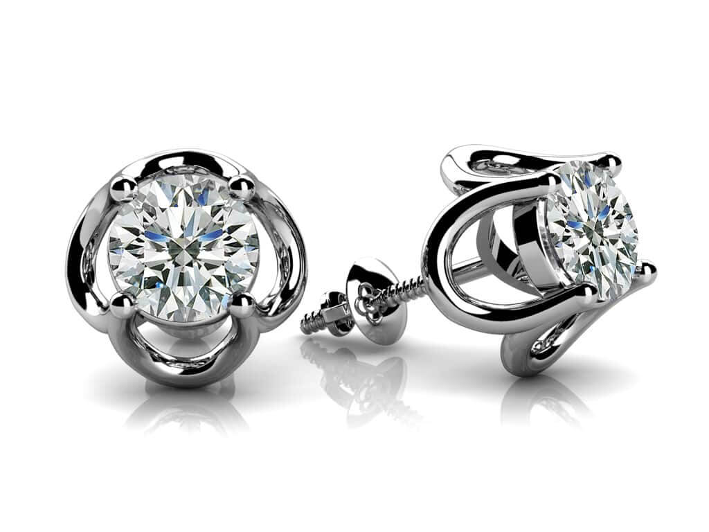 Open Tulip Diamond Stud Earrings with 0.70 ct.(finished) 4.5mm