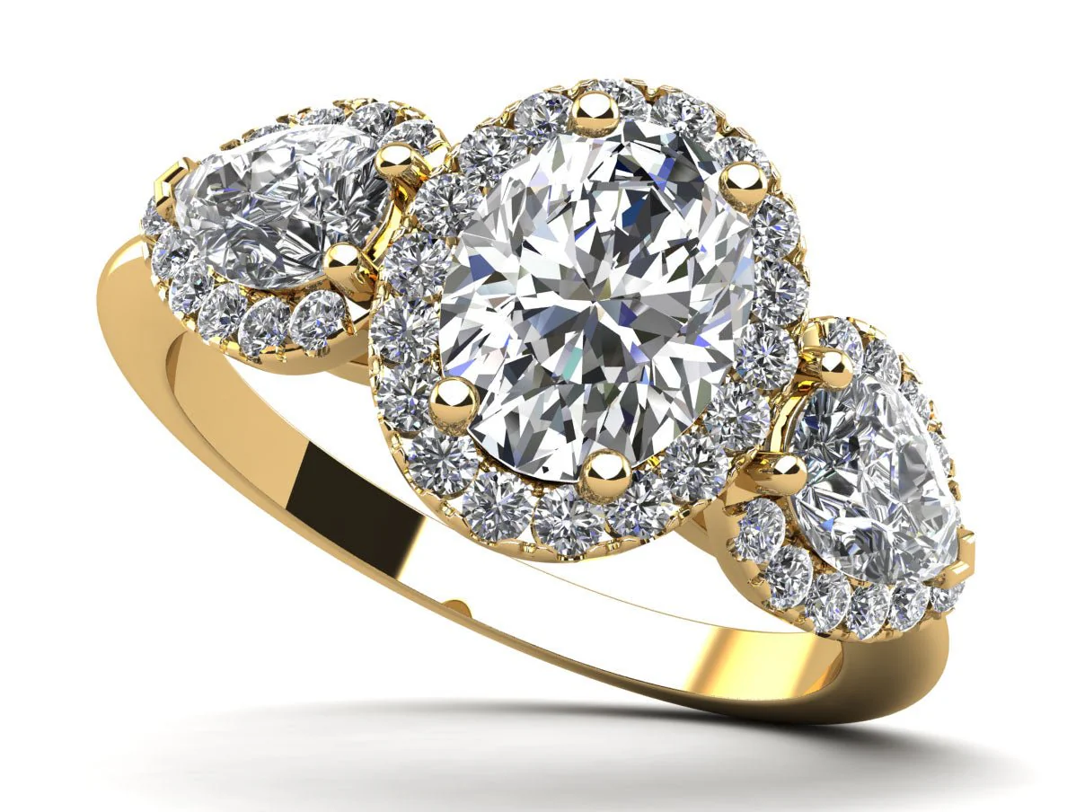 Oval and Pear Halo Lab-Grown Diamond Engagement Ring with 1.27 ct. (0.60 ct. center diamond) - Image 2