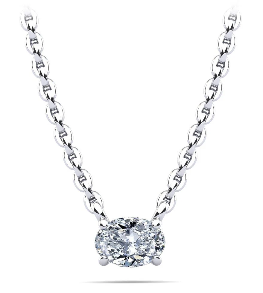 Oval Cut Horizontal Diamond Solitaire Diamond Pendant with 0.60 ct.(finished) 6x4mm