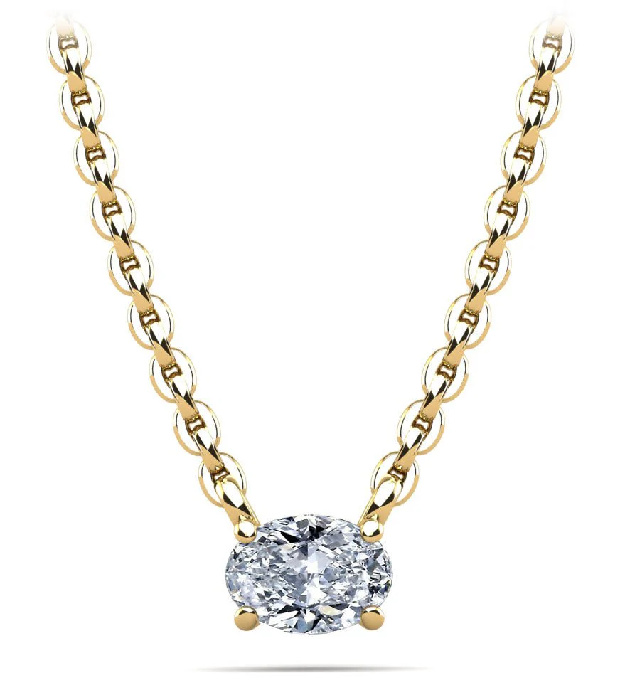Oval Cut Horizontal Diamond Solitaire Diamond Pendant with 0.60 ct.(finished) 6x4mm - Image 2