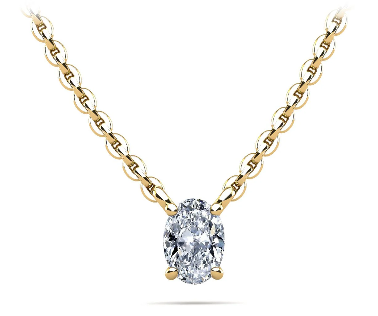 Oval Cut Vertical Diamond Solitaire Diamond Pendant with 2.00 ct.(finished) 9x7mm - Image 2